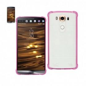 LG K10 Clear Bumper Case With Air Cushion Protection In Clear Hot Pink