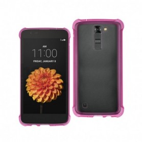 LG K7 Clear Bumper Case With Air Cushion Protection In Clear Hot Pink