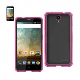 Zte Prestige Clear Bumper Case With Air Cushion Protection In Clear Hot Pink