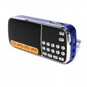 Portable USB FM Radio Speaker Music Player with LED flashlight, small and compact In Blue