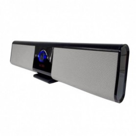 BASS Sound Bar Speaker Rechargeable Bluetooth USB AUX Tfcard FM 2x8W In Silver