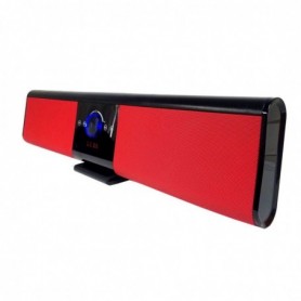 BASS Sound Bar Speaker Rechargeable Bluetooth USB AUX Tfcard FM 2x8W In Red
