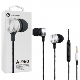 A960 In-Ear Noise Isolating Heavy Bass Headphones with Mic In Silver