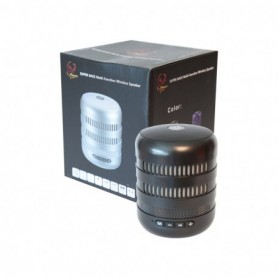 Portable USB Radio Bluethooth Speaker with LED lights and foldable metal handle In Black