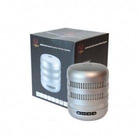 Portable USB Radio Bluethooth Speaker with LED lights and foldable metal handle In Silver