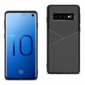 SAMSUNG GALAXY S10 TPU Leather feel Case Leather Fit Flexible Slim Premium Case in Black