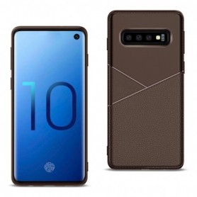 SAMSUNG GALAXY S10 Plus TPU Leather feel Case Leather Fit Flexible Slim Premium Case in Brown