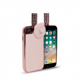 iPhone 7 Perfume Case With Rose Design PU Leather On The Back Beige Color With Beige Rose