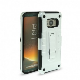 SAMSUNG GALAXY S8 EDGE HYBRID HEAVY DUTY HOLSTER COMBO CASE IN SILVER
