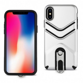 360 Degree Rotatable Stand Slim-Fit PC With TPU Protective Cover for Apple iPhone X In Silver