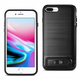 iPhone Semi-Automatic Card Holding Wallet Case for Apple iPhone 8 Plus / iPhone 7 Plus Black Color