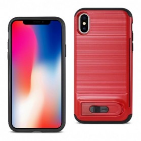 iPhone Semi-Automatic Card Holding Wallet Case for Apple iPhone X Red Color