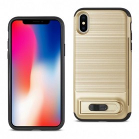 iPhone Semi-Automatic Card Holding Wallet Case for Apple iPhone X Gold Color