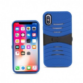 iPhone X Hybrid Dual Layer Protective Case With Kick-Stand In Blue