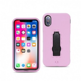 iPhone X Hybrid Dual Layer Protective Case With Kick-Stand In Pink