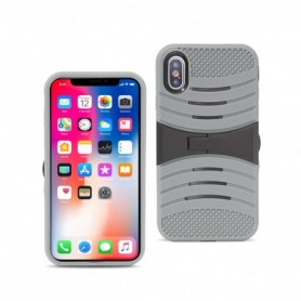 iPhone X Hybrid Dual Layer Protective Case With Kick-Stand In Gray