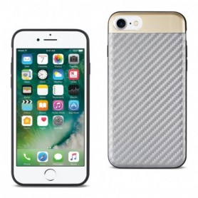 iPhone 7/8/SE2 Carbon fiber Style With Brushed Aluminum Metal Cover