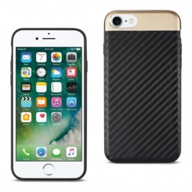 iPhone 7/8/SE2 Carbon fiber Style With Brushed Aluminum Metal Cover