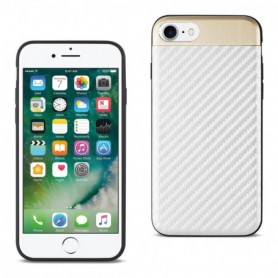 iPhone 7/8/SE2 Carbon fiber Style With Brushed Aluminum Metal Cover