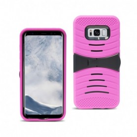 Samsung Galaxy S8 Hybrid Dual Layer Protective Case With Kick-Stand In Hot Pink
