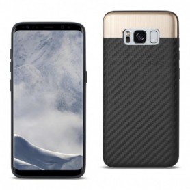 Samsung S8 Plus Carbon fiber Style With Brushed Aluminum Metal Cover