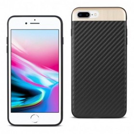 IPhone 8/7 Plus Carbon fiber Style With Brushed Aluminum Metal Cover