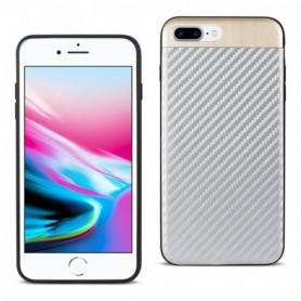 IPhone 8/7 Plus Carbon fiber Style With Brushed Aluminum Metal Cover