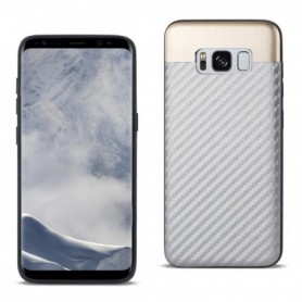 Samsung S8 Carbon fiber Style With Brushed Aluminum Metal Cover