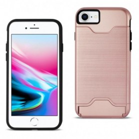 Card Slot Holder Kickstand Dual Layer Hybrid Protective Case for iPhone 7/8/SE2in Rose Gold