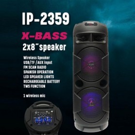 8"X2 Rechargeable Speaker with Remote Control and Wired Mic Included