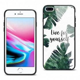 iPhone 8 Plus Hard Glass Design TPU Case With Leaves Design