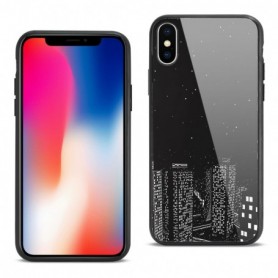 iPhone X Hard Glass Design TPU Case With Night Design