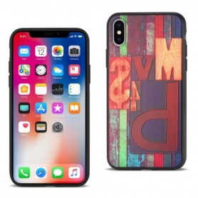 iPhone X Embossed Wood Pattern Design TPU Case With Multi-Letter