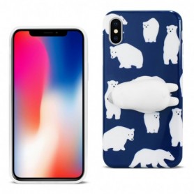 iPhone X Tpu Design Case With  3D Soft Silicone Poke Squishy Polar Bear