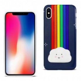 iPhone X Tpu Design Case With  3D Soft Silicone Poke Squishy Rainbow Cloud