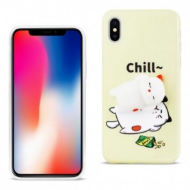 iPhone X Tpu Design Case With  3D Soft Silicone Poke Squishy Sleeping Cat