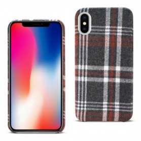 iPhone X/iPhone XS Checked Fabric Case In Brown