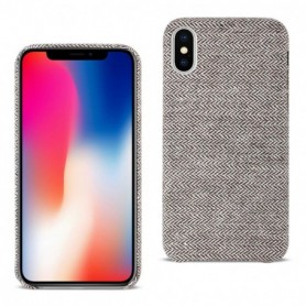 iPhone X Herringbone Fabric In Dark Gray
