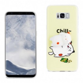 SAMSUNG GALAXY S8 EDGE TPU DESIGN CASE WITH  3D SOFT SILICONE POKE SQUISHY SLEEPING CAT