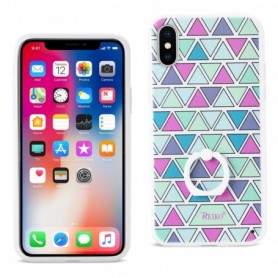 IPHONE X TRIANGLE PATTERN TPU CASE WITH ROTATING RING STAND HOLDER