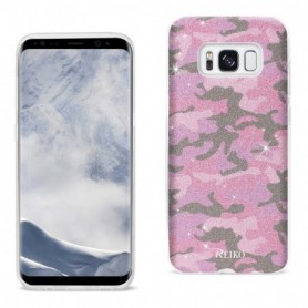 SAMSUNG GALAXY S8/ SM SHINE GLITTER SHIMMER CAMOUFLAGE HYBRID CASE IN HOT PINK