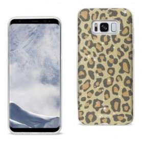 SAMSUNG GALAXY S8/ SM SHINE GLITTER SHIMMER LEOPARD  HYBRID CASE IN GOLD