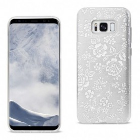 SAMSUNG GALAXY S8 EDGE/ S8 PLUS SHINE GLITTER SHIMMER PLUM BLOSSOM HYBRID CASE IN SILVER