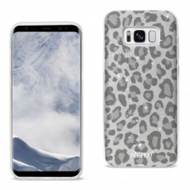 SAMSUNG GALAXY S8 EDGE/ S8 PLUS SHINE GLITTER SHIMMER LEOPARD HYBRID CASE IN SILVER