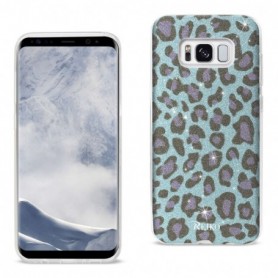 SAMSUNG GALAXY S8/ SM SHINE GLITTER SHIMMER LEOPARD HYBRID CASE IN BLUE