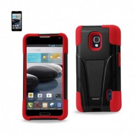 LG OPTIMUS F6 KICKSTAND CASES-RED BLACK