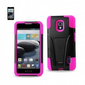 LG OPTIMUS F6 KICKSTAND CASES-HOT PINK BLACK