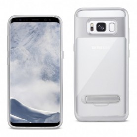 SAMSUNG GALAXY S8 EDGE BUMPER CASE WITH KICKSTAND AND MATTE INNER FINISH IN CLEAR SILVER