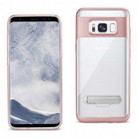 SAMSUNG GALAXY S8 EDGE/ S8 PLUS TRANSPRANT BUMPER CASE WITH KICKSTAND IN CLEAR ROSE GOLD