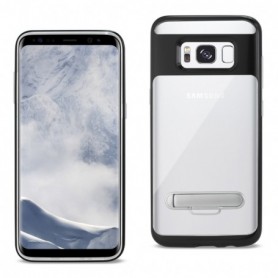 SAMSUNG GALAXY S8 BUMPER CASE WITH KICKSTAND AND MATTE INNER FINISH IN CLEAR BLACK